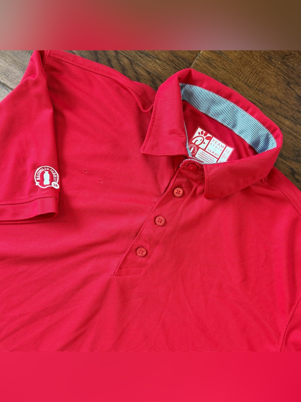 Chick-Fil-A Polo Shirt XL Oobe Team Style Red Uniform Recycled Material